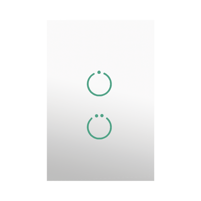 (ZWAVE) Interruptor On/Off panel táctil touch inalámbrico Zwave Plus 2 botones. Compatible con Hubitat HC8, Álula  M2M, otro 