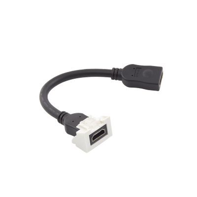 Adaptador HDMI con Pigtail Hembra-Hembra, Para Vídeo 720, 1080p, 4K UHD Compatible con Faceplates MAX Siemon de 2 Salidas, Color Blanco