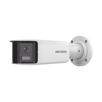 [FlexVu] [ PROTECCIÓN ACTIVA ] Bala IP Panorámica 4 Megapixel / 2 Lentes 2.8 mm (180°) / Imagen a Color 24/7 (ColorVu) / PoE / WDR 130° / IP67 / ACUSENSE / Luz Estroboscópica y Alarma Audible / 40 mts Luz Blanca / Micro SD
