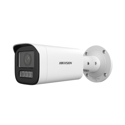 Bala IP 4 Megapíxel / Lente Motorizado 2.8 a 12 mm / Dual Light (50 mts IR + 50 mts Luz Blanca) / ACUSENSE Lite / Microfono Integrado / Exterior IP67 / WDR 120 dB / PoE  / Micro SD