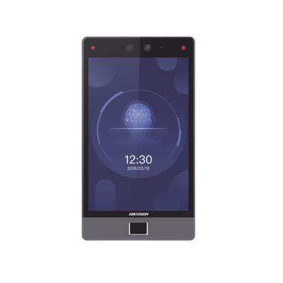 Terminal Facial Min Moe 8" Touch con Lector de Huellas / Delgada y Estética / PoE / 100,000 rostros / Exterior IP65 / Función de Videoportero y Lectura de Códigos QR / Lectura de tarjetas / HIK-IA