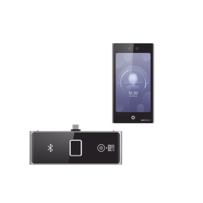 Terminal Facial Min Moe WiFi con pantalla de 7" y Lector de Huellas, Códigos QR y Bluetooth /  Exterior IP65 / 10,000 rostros y 50,000 tarjetas / Soporta módulo lector de Huella, QR y Bluetooth / HIK-IA