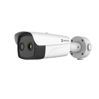 Bala IP Dual / Térmica 25 mm (384 X 288 ) / Óptico 12.4 mm (4 Megapixel) / 100 mts IR / IP67 / PoE / VCA 3.0 / NEMA 4X / Termométrica / Detección de Temperatura y Fuego / Micro SD