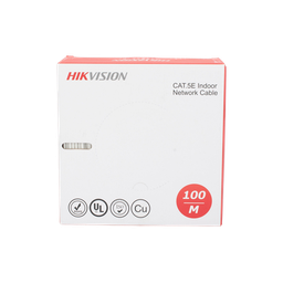 Bobina de Cable UTP 100 Mts / Cat 5E (24 AWG) / Color Blanco / PVC (CM) / Uso en Interior / 100% Cobre / Aplicaciones de CCTV y Redes de Datos