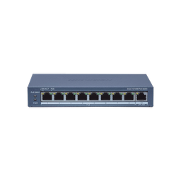 Switch Administrable PoE+ / 8 puertos 100 Mbps PoE+ / 1 puerto 1000 Mbps de Uplink / PoE hasta 300 Metros / Conexión Remota desde Hik-ParnerPro / 110 W