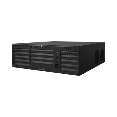 [Doble Poder de Decodificación] NVR 32 Megapixel (8K) / 128 Canales IP / AcuSense / ANPR / Conteo de Personas / 16 Bahías de Disco Duro / 2 Tarjetas de Red / Soporta RAID con Hot Swap / 2 HDMI en 8K / POS / Alarmas I/O  / Smart Search