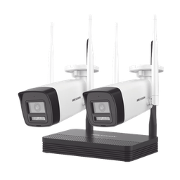 Kit IP Inalámbrico 2 Megapixel (1080p) / NVS 4 Canales / 2 Cámaras Bala para Exterior con Lente 2.8 mm y Dual Light (30 mts IR + 20 mts Luz Blanca) / Audio Bidireccional (Micrófono y Bocina) / Soporta Micro SD de 512 GB
