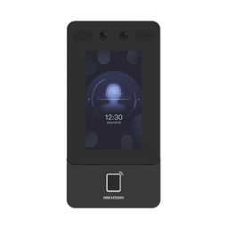 Terminal Min Moe PoE & WiFi de Reconocimiento Facial y Huella con Lector MIFARE / Exterior IP65  / Hasta 1.5 mts en Lectura de Rostro / Soporta P2P / 1,500 Rostros / 3,000 Huellas / Salida 12 Vcd para Chapa / PoE / SIP Estandar / HIK-IA