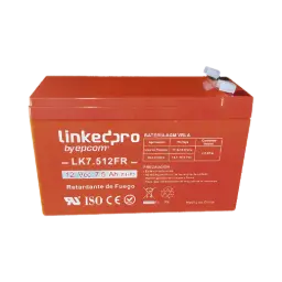 Batería 12 V / 7.5 Ah / UL / Tecnología AGM / Vida útil promedio de 5 años / Retardante a la Flama / Para equipo electrónico, Alarmas de Intrusión / Incendio/ Control de acceso / Video Vigilancia / Incluye adaptador