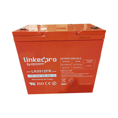 Batería de respaldo  12 V 55 Ah AGM | Certificada UL94-V0 Retardante a la Flama | Especial para Seguridad Electrónica | Sistemas de emergencia | Vida útil 5 años | Terminales T2 