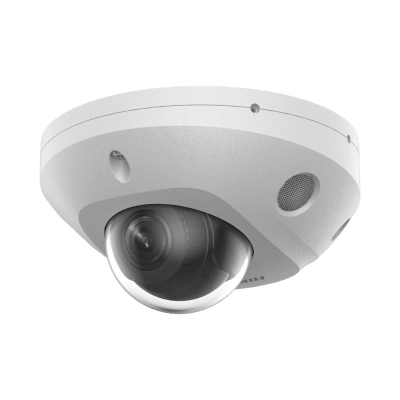[Dual Light + 2 Micrófonos Integrados] Mini Domo IP 4 Megapixel / Lente 2.8 mm / 30 mts Luz Blanca + 30 mts IR / ACUSENSE / Exterior IP67 / IK08 /  WDR 120 dB / PoE / ONVIF / MicroSD / ACUSEEK