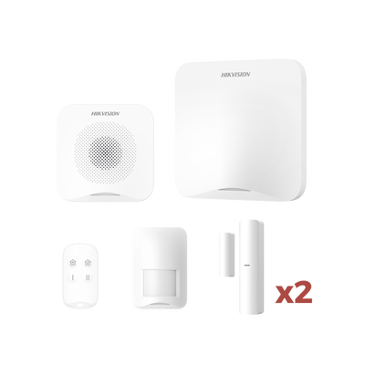 (AX HOME) KIT de Alarma AX HOME / Incluye: 1 Hub con batería de respaldo / 1 Llavero / 1 PIR / 2 Contactos Magnéticos / 1 Sirena / Wi-Fi / Compatible con Hik-Connect P2P y Hik-Partner PRO