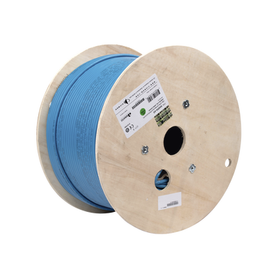 Bobina de Cable Blindado F/UTP de 4 Pares, Z-MAX, Cat6A, Soporte de Aplicaciones 10GBase-T, CMR (Riser), Color Azul, 305 Metros (1000 Pies)
