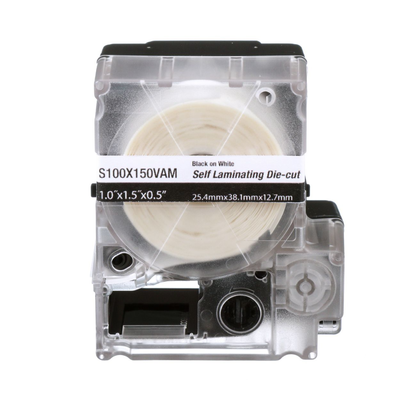 Casete de 175 Etiquetas Autolaminadas de 25.4 x 38.1 mm (1 x 1.5 pulgadas), para Cables de 4 a 8.1 mm (0.16 a 0.32 pulgadas) de Diámetro, Área de Impresión Color Blanco