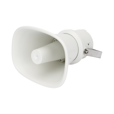 Bocina (Altavoz IP ) | Tipo Trompeta | 25 Watts | No requiere amplificador | 24VCD | Exterior IP67 | Metal | Entrada de alarma | Voceo en tiempo real | Calendarización de audios | Síntesis de Voz (TTS)