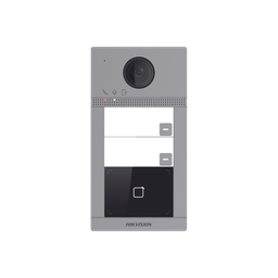 Videoportero IP (IP65 + IK08) con Llamada y apertura desde APP Hik-Connect / Soporta 2 Departamentos / PoE Estandar  / Interfaz WEB para configuración / 2 puertas