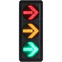 Señal de Tráfico Vertical de Giro a la Derecha / LEDs RYG / Carcasa PC y ABS / IP53 / Transformador AC 24 V / Φ 300 mm / Vida útil de LEDs ≥ 100,000 Hrs